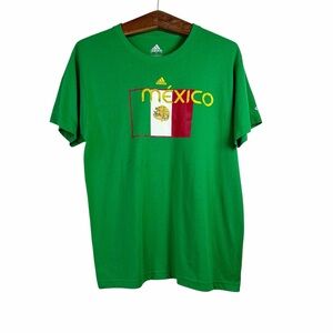 Adidas Mens Green Graphic Mexico T-Shirt Size L Short Sleeve